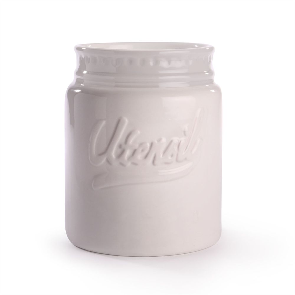 Vintage Style Ceramic Kitchen Utensil Holder - White