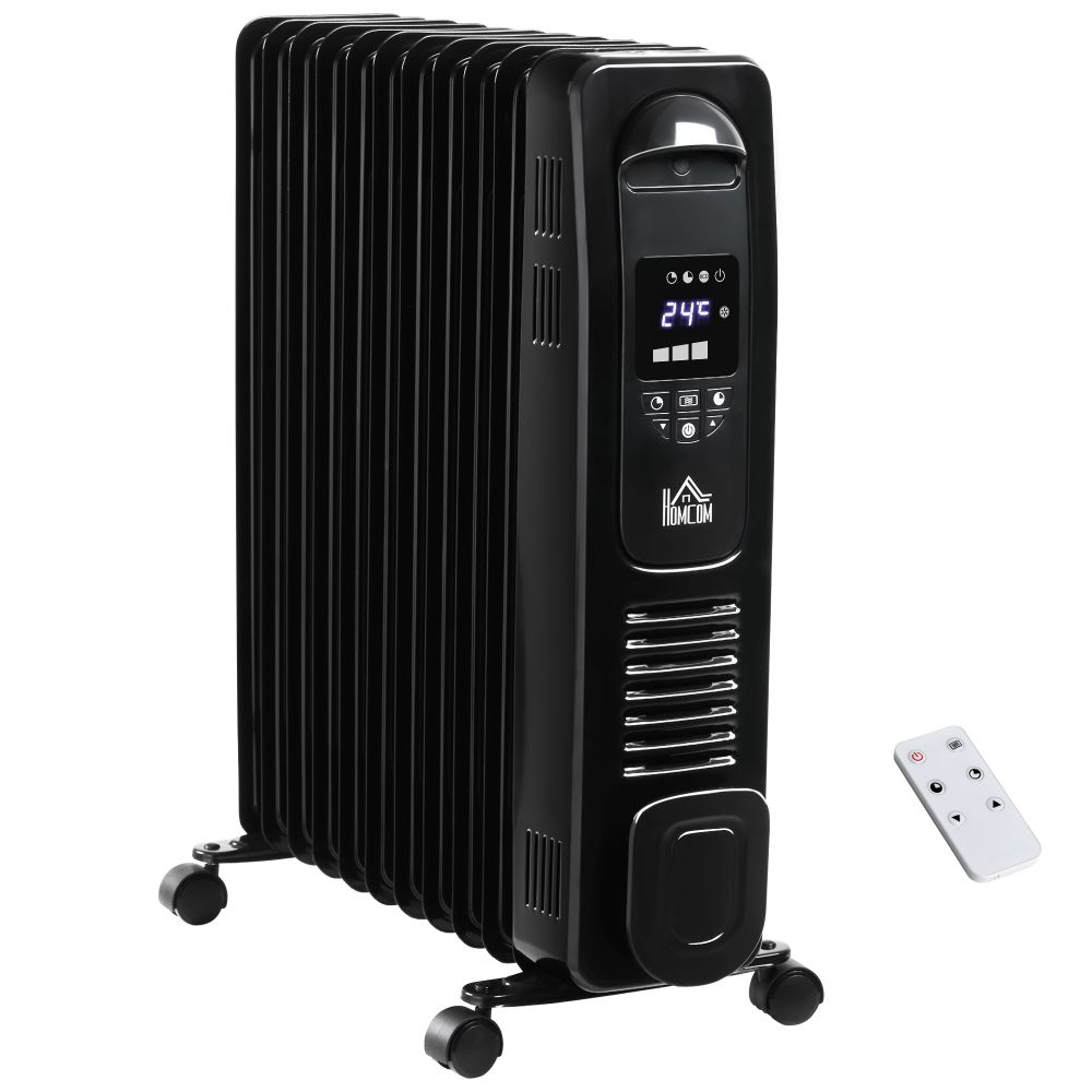 Black 2720W 11 Fin Digital Oil Filled Radiator with LED Display
