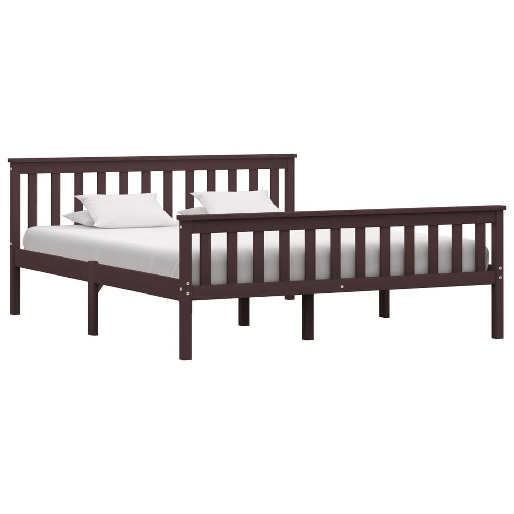 Dark Brown Solid Pine King-Size Bed Frame - 150cm x 200cm