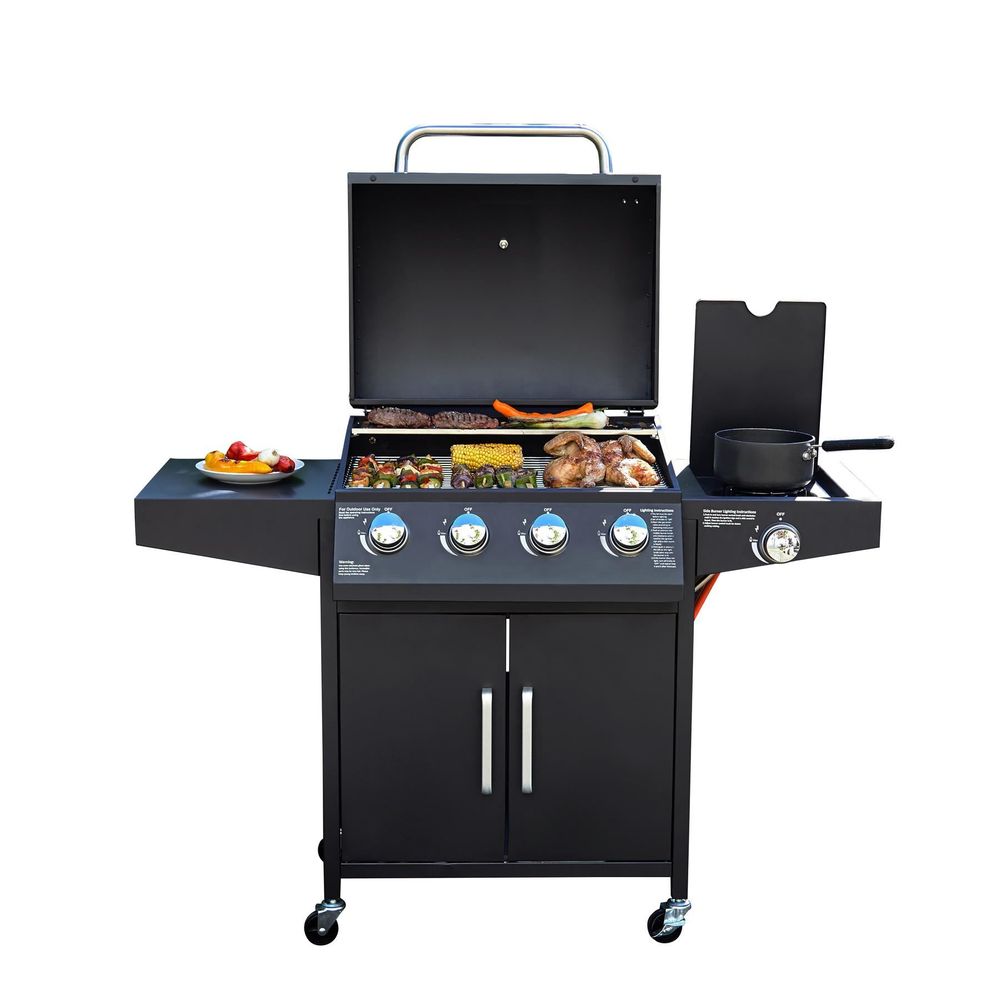 Neo 4 + 1 Burner Steel Gas BBQ Grill with Cover - Black