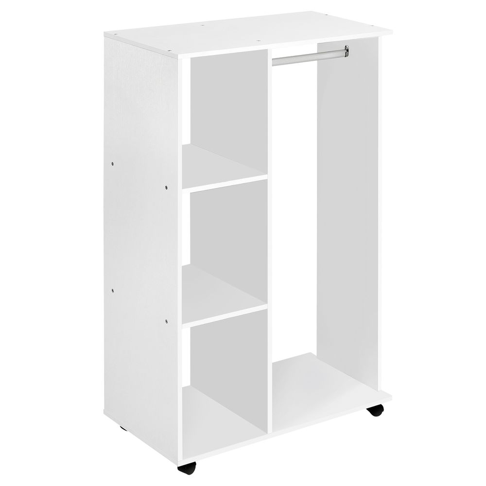 White Open Wardrobe with Shelves and Hanging Rail - 128cm Width