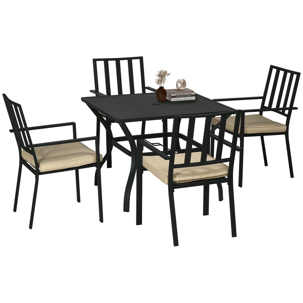Outsunny Garden Furniture Set with Stacking Patio Dining Chairs