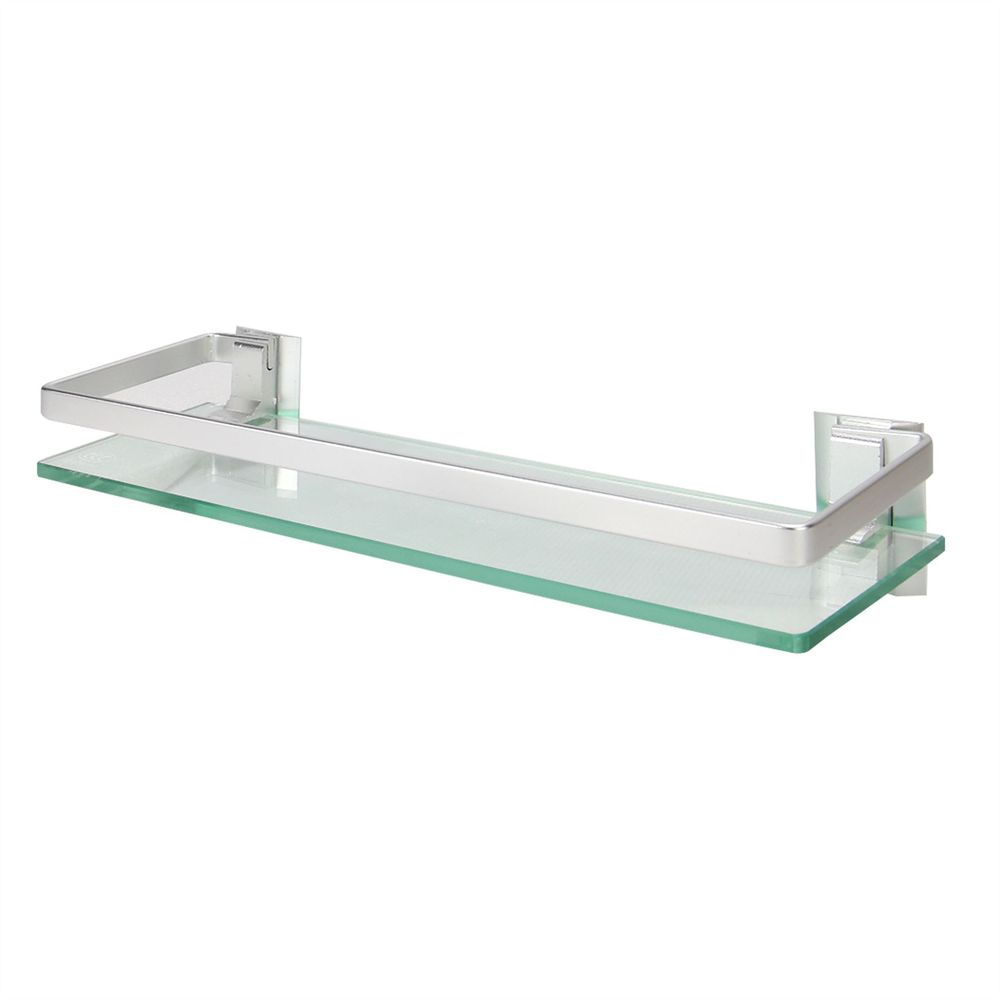 Maison & White Tempered Glass Shelf with Aluminium Rail - 28cm