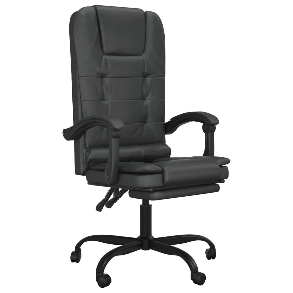 Reclining Black Faux Leather Office Chair - with Massage