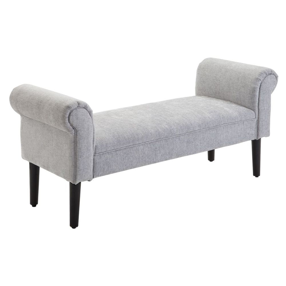 Stylish Rolled Arm Bed End Bench Seat - Light Grey