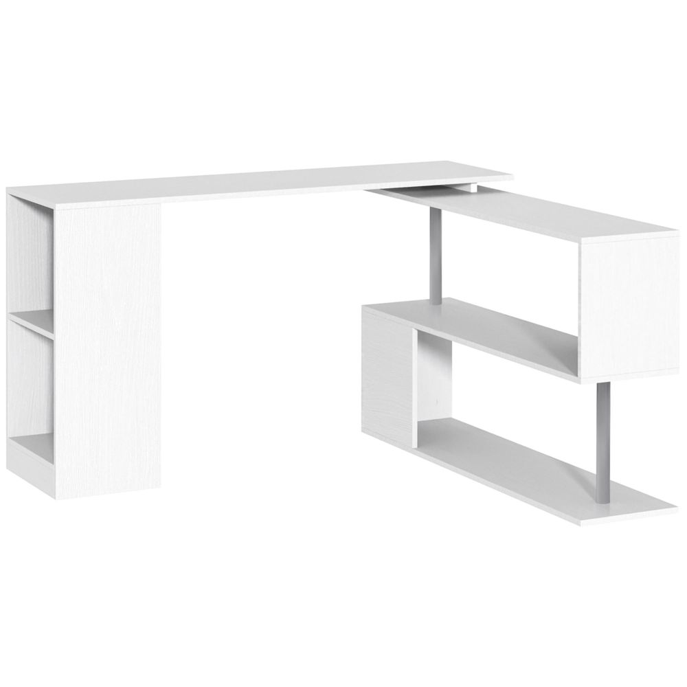 360 Degree L-Shaped Rotating Corner Desk - White