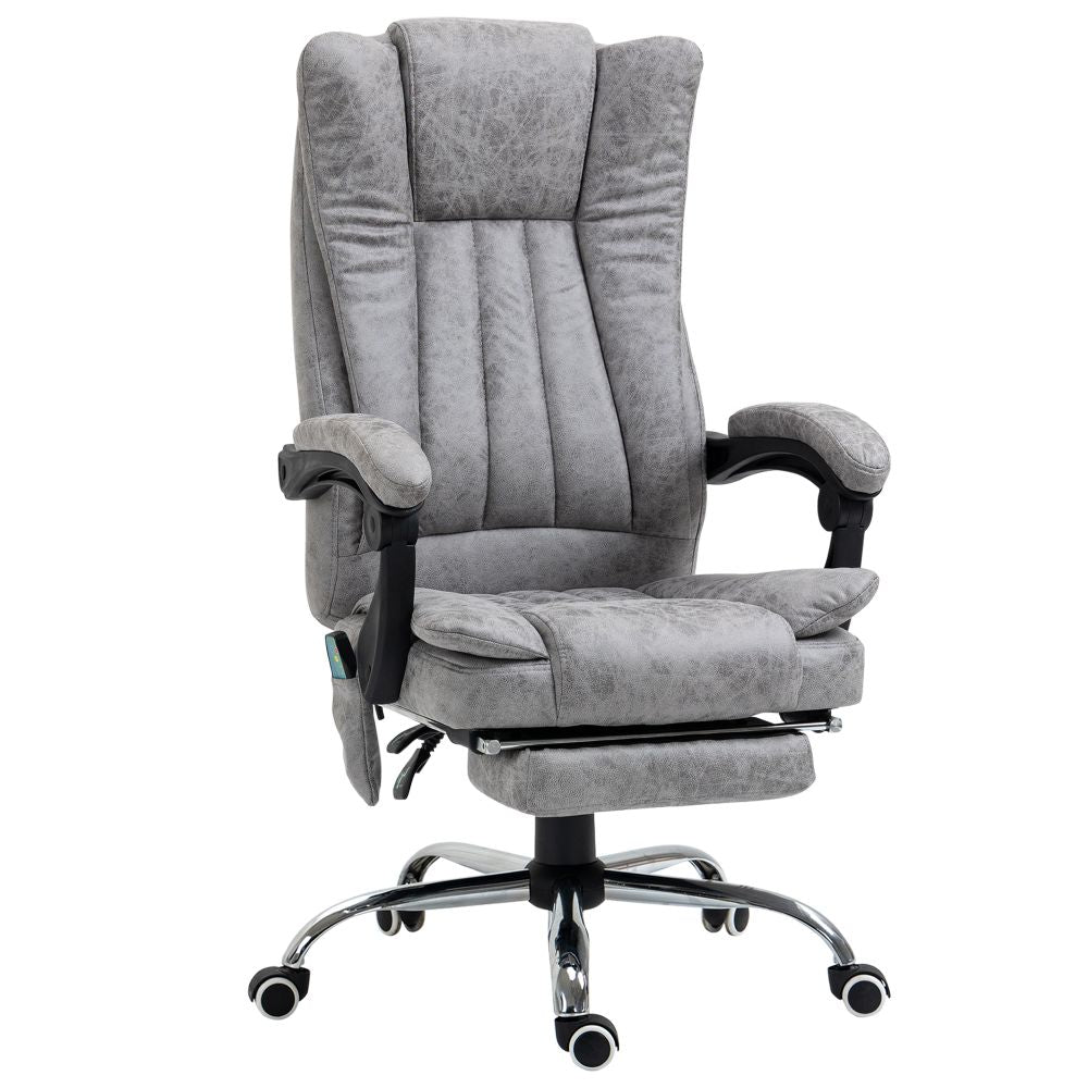 6-Point Vibrating Massage Office Chair with Grey Microfibre Upholstery