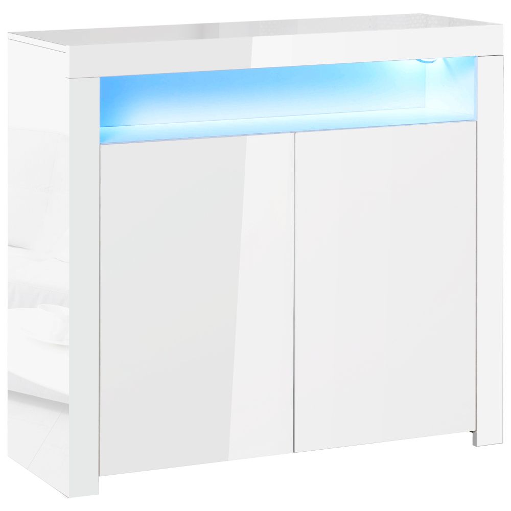 High Gloss White LED Sideboard Cabinet with RGB Lighting