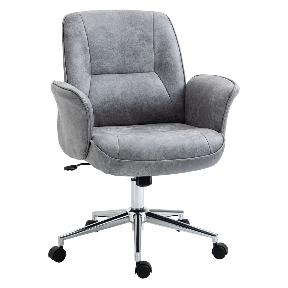 Light Grey Swivel Office Chair with a Mid Back & Armrests