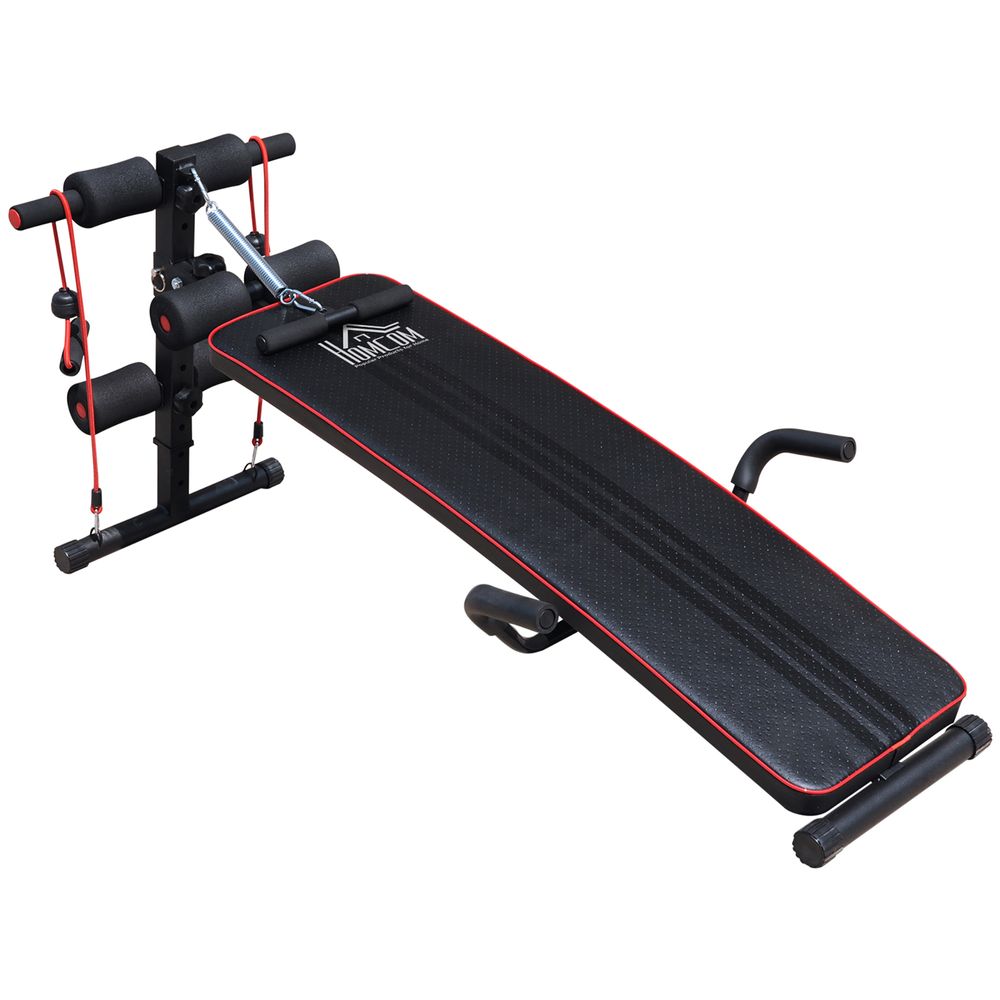 Adjustable Incline Sit Up Bench with Thigh Support - Black