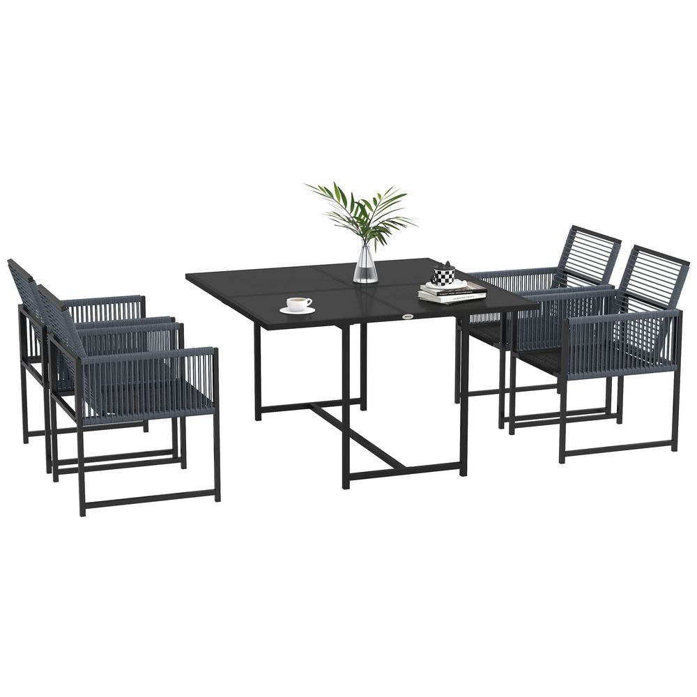 5 Piece Patio Dining Set with Foldable Chair Backs - Dark Grey
