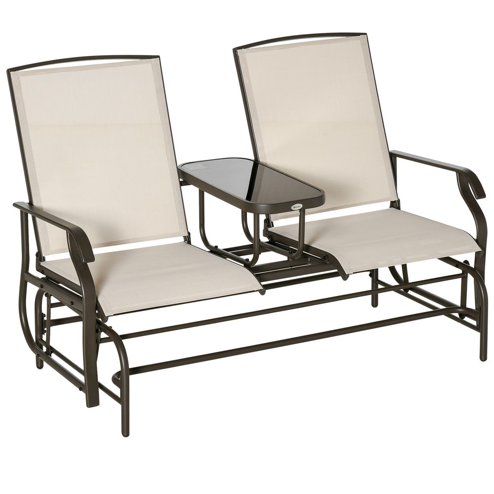 Metal Double Swing Chair Glider with Table Rocker