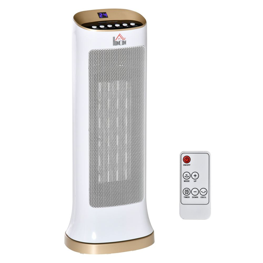 Digital Oscillating Ceramic Tower Heater with Remote Control - White