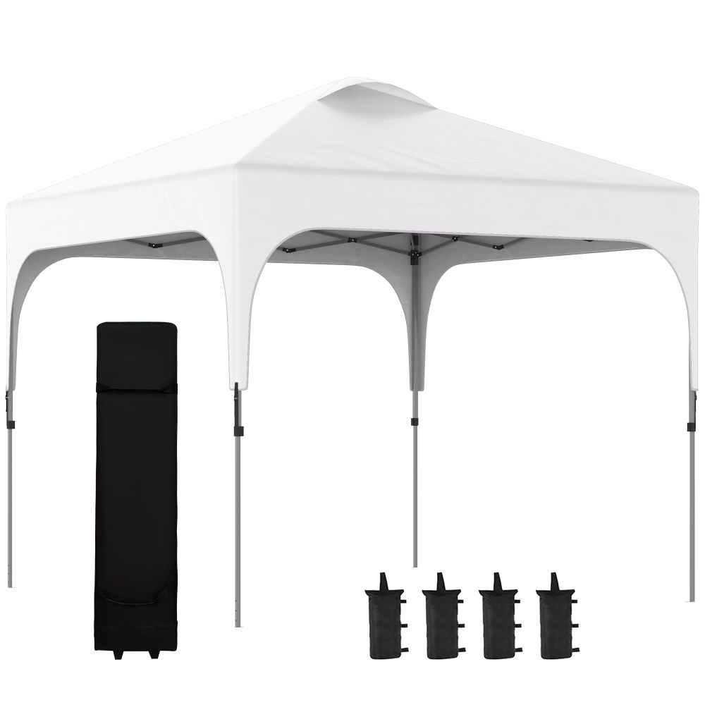 3x3M White Pop Up Gazebo with Carry Bag and 4 Leg Weight Bags
