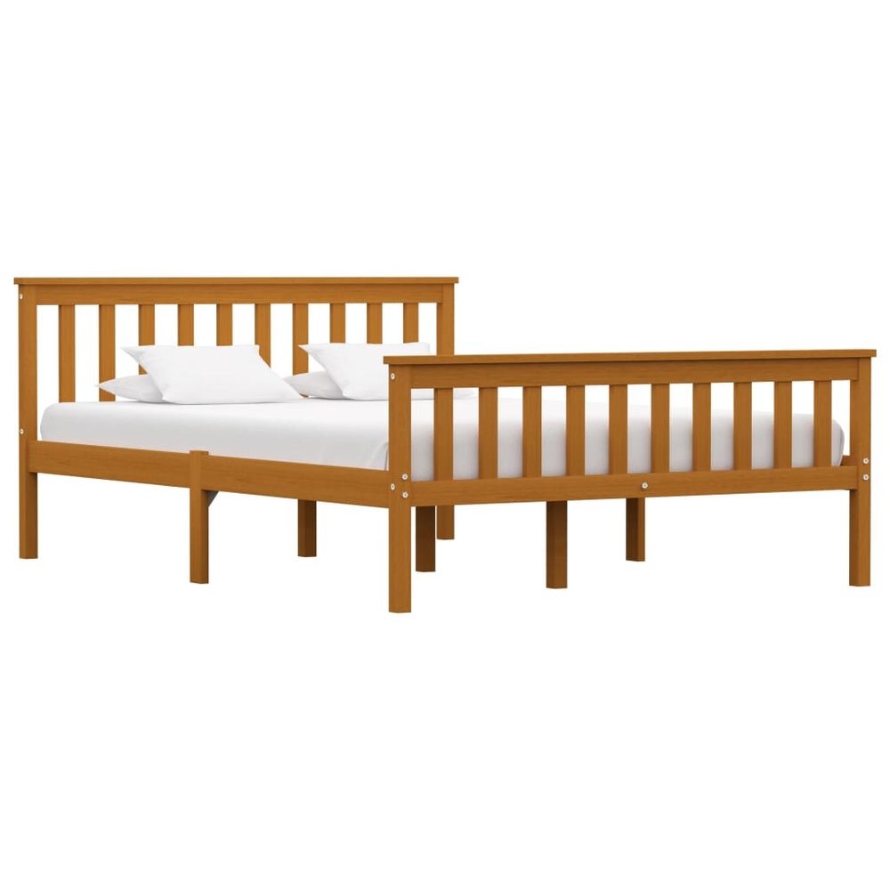 Honey Brown Solid Pine Double Bed Frame - 135cm x 190cm