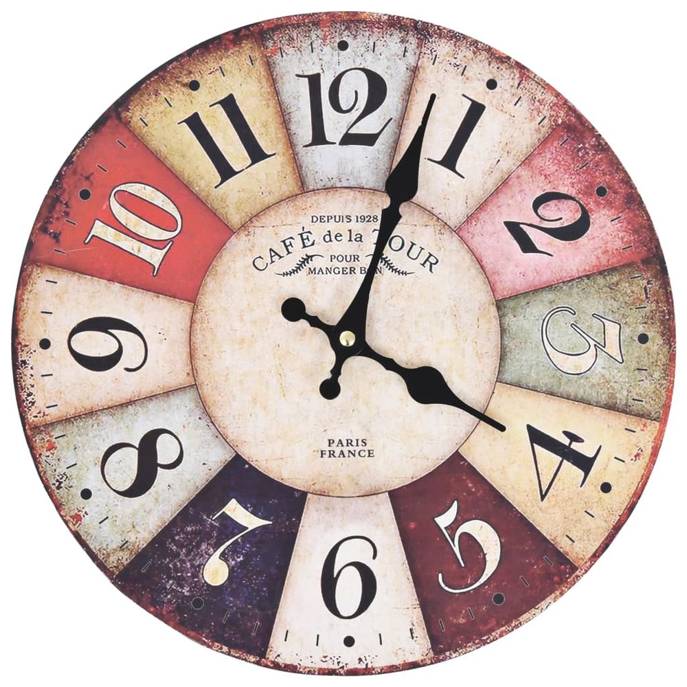 Vintage Style Colourful Wall Clock - 30 cm
