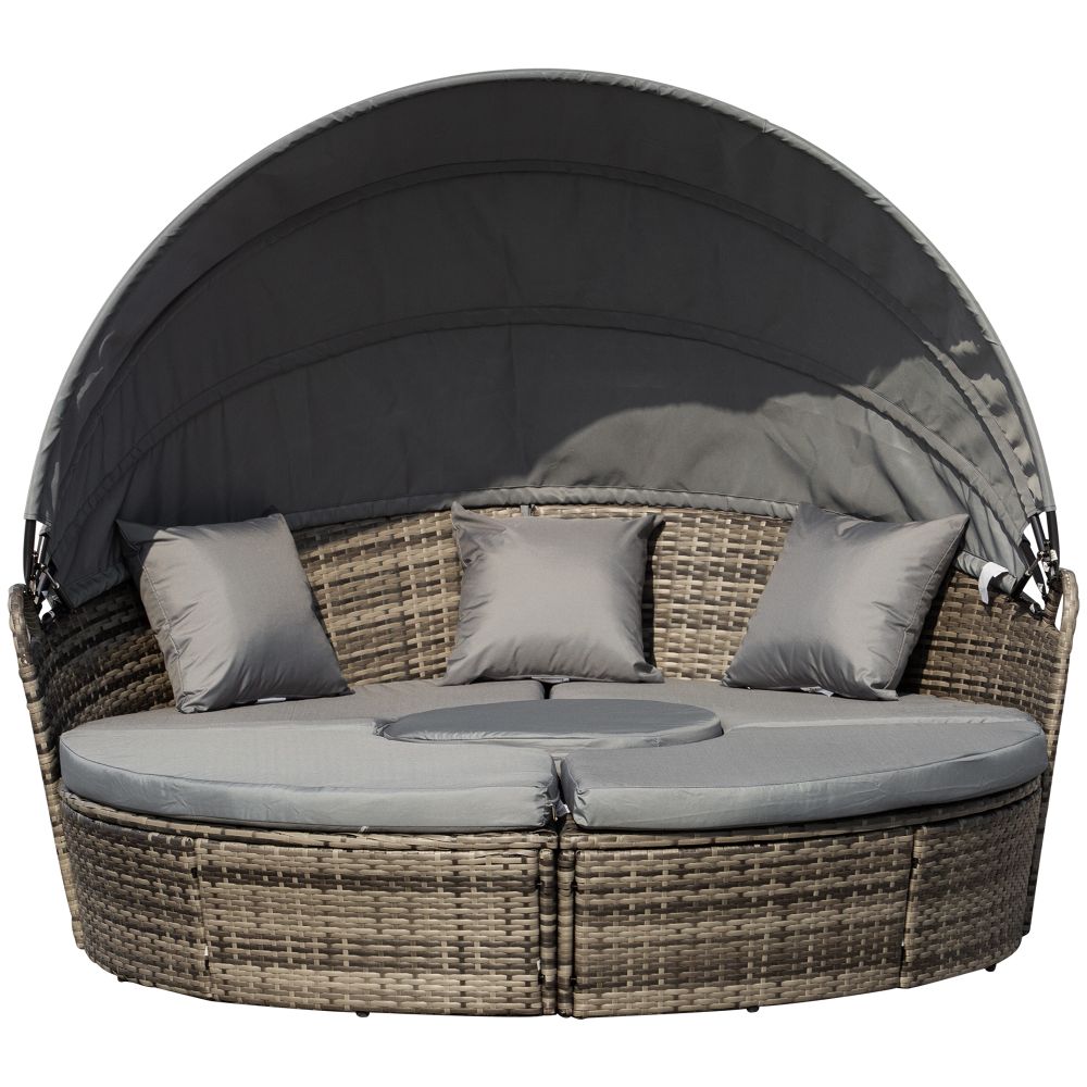 Outsunny 5 PC Round Garden Sofa with Overhead Canopy