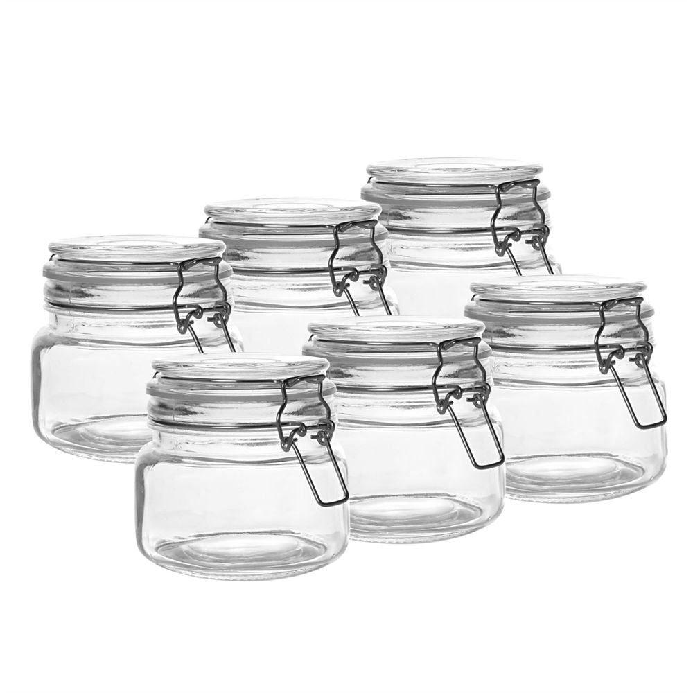 Maison & White Glass 500ml Clip Top Jar - Set of 6