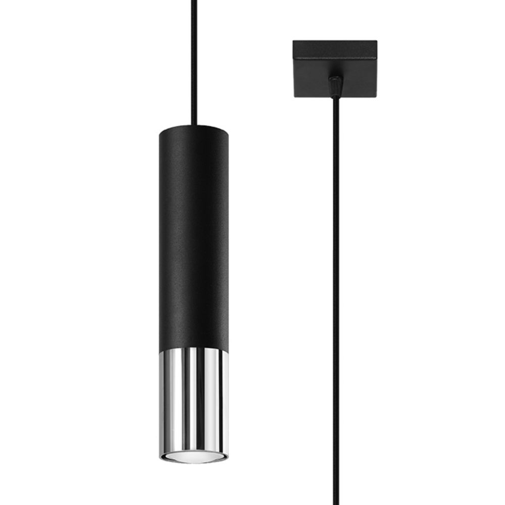 Loopez Modern Black & Chrome Steel Pendant Light - GU10