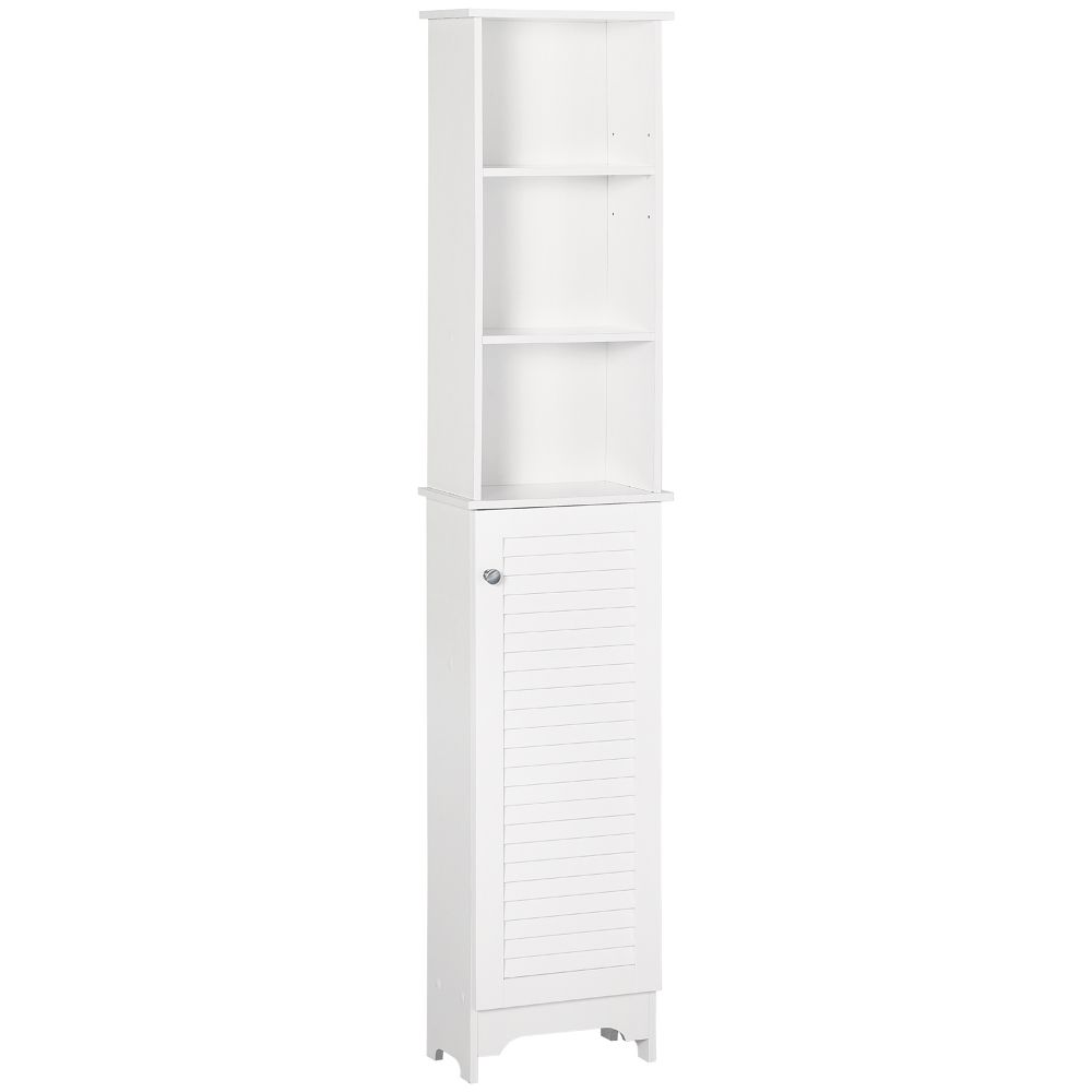6-Tier Tall MDF White Bathroom Storage Cabinet