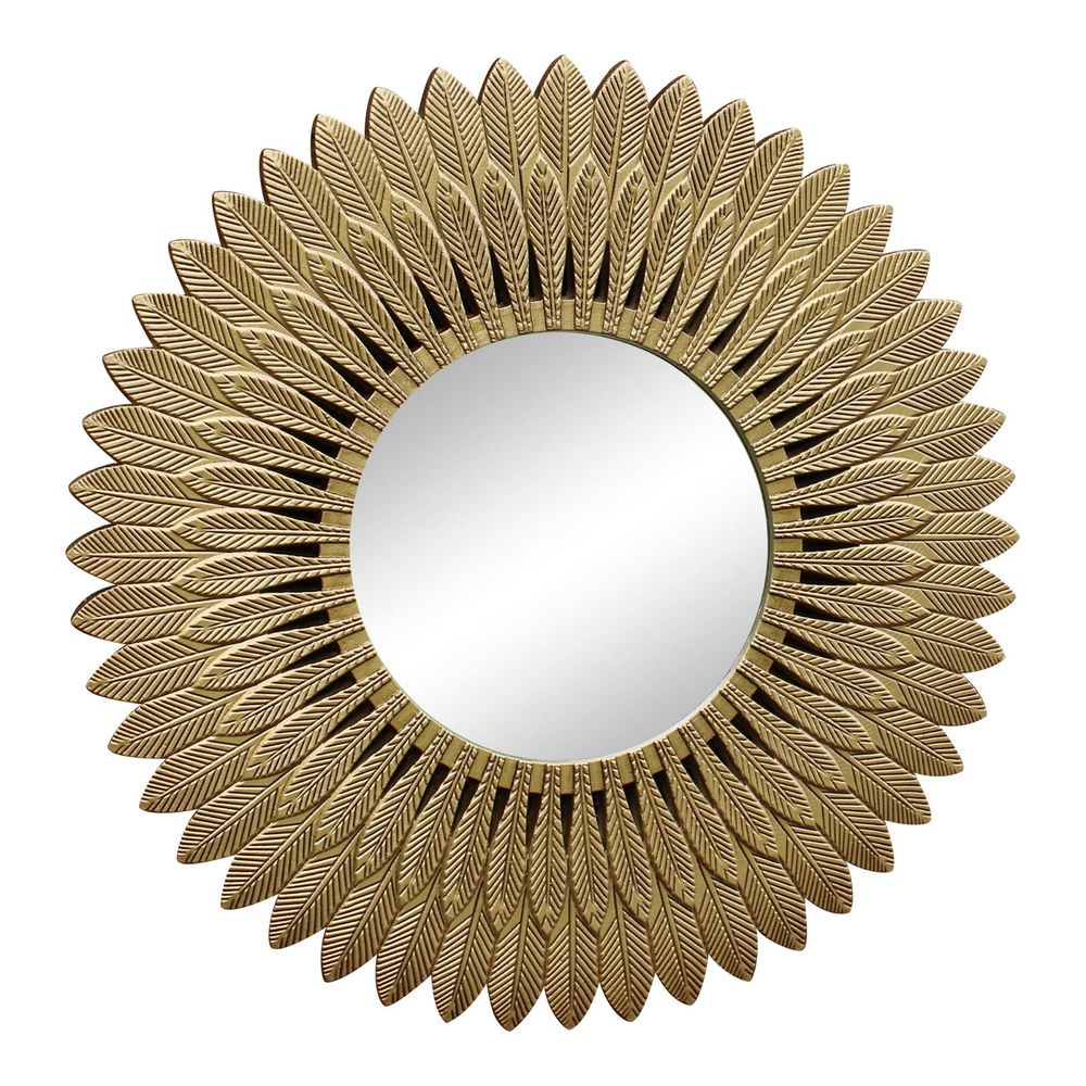 Large Gold Feather Design Wall Mirror - 50cm