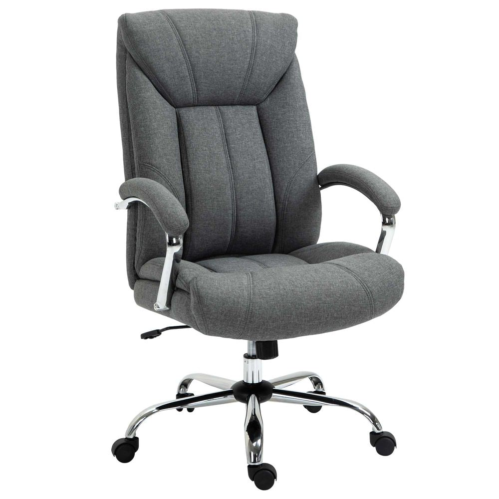 High Back Office Desk Chair with Arms & Wheels - Grey