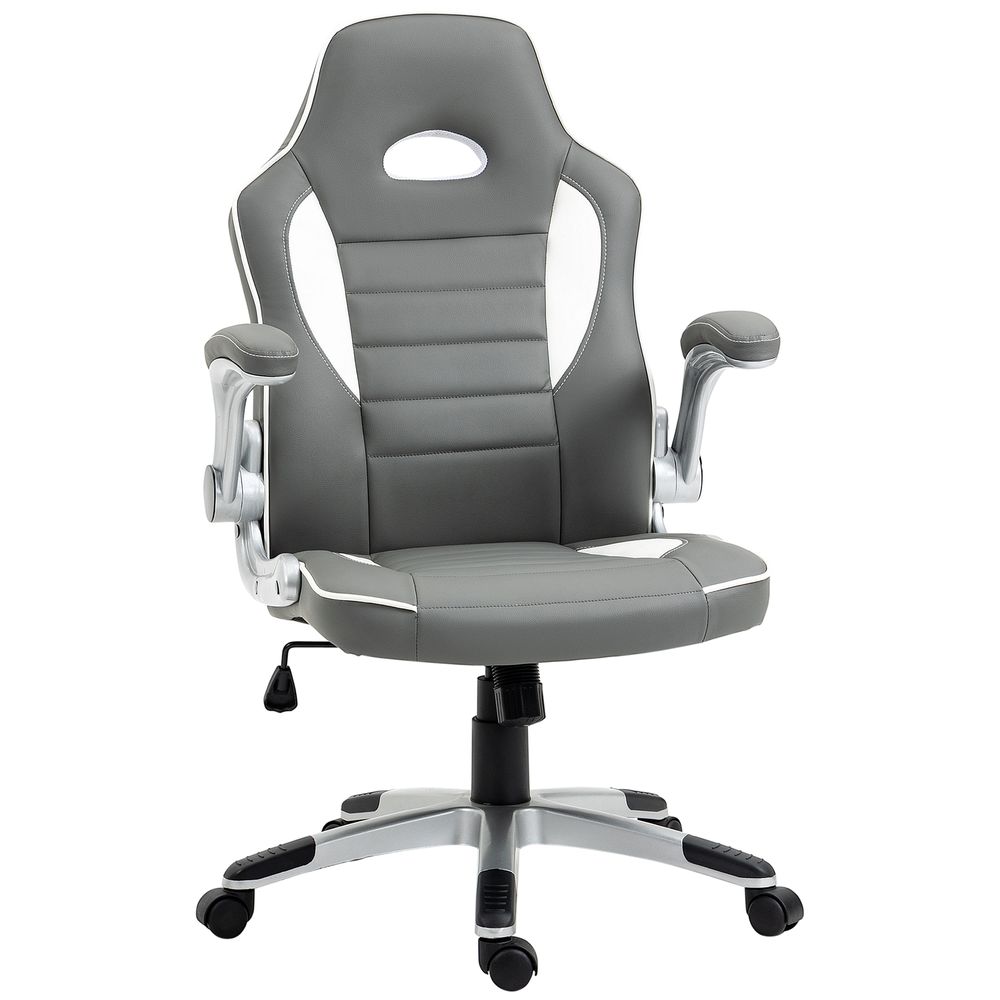 Height Adjustable Racing Gaming Chair with Flip Up Armrests - Grey