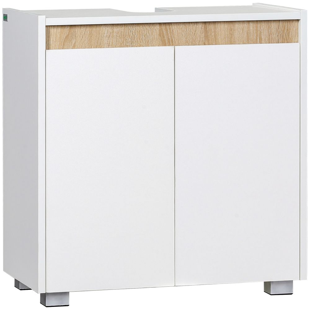 White Bathroom Undersink Storage Cabinet with Double Doors
