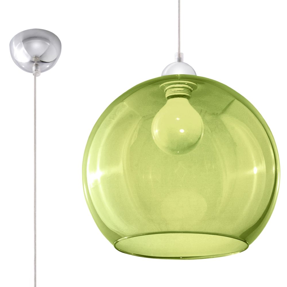 Minimalistic Steel Base & Glass Ball Pendant Light - E27