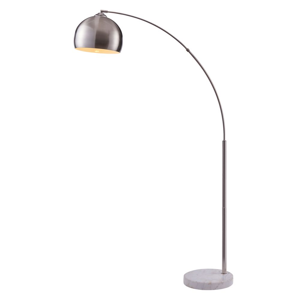 Arquer Modern LED Arc Curved Floor Lamp with Silver Nickel Bell Shade