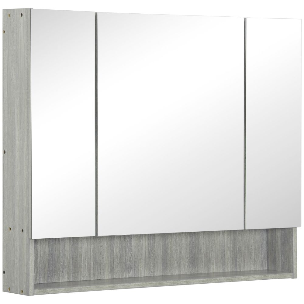 Kleankin Wall Mounted Grey Bathroom Mirror Cabinet