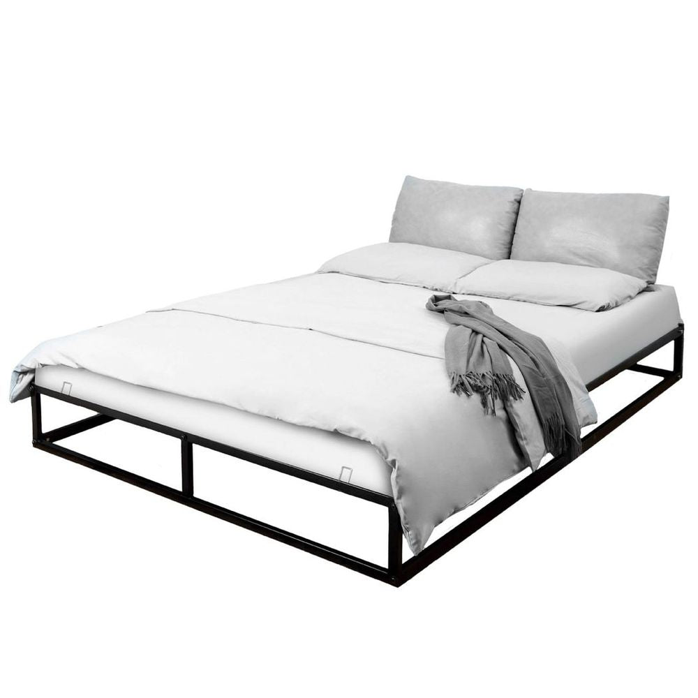 King Size Black Metal Square Tube Bed Frame - 200cm x 150cm