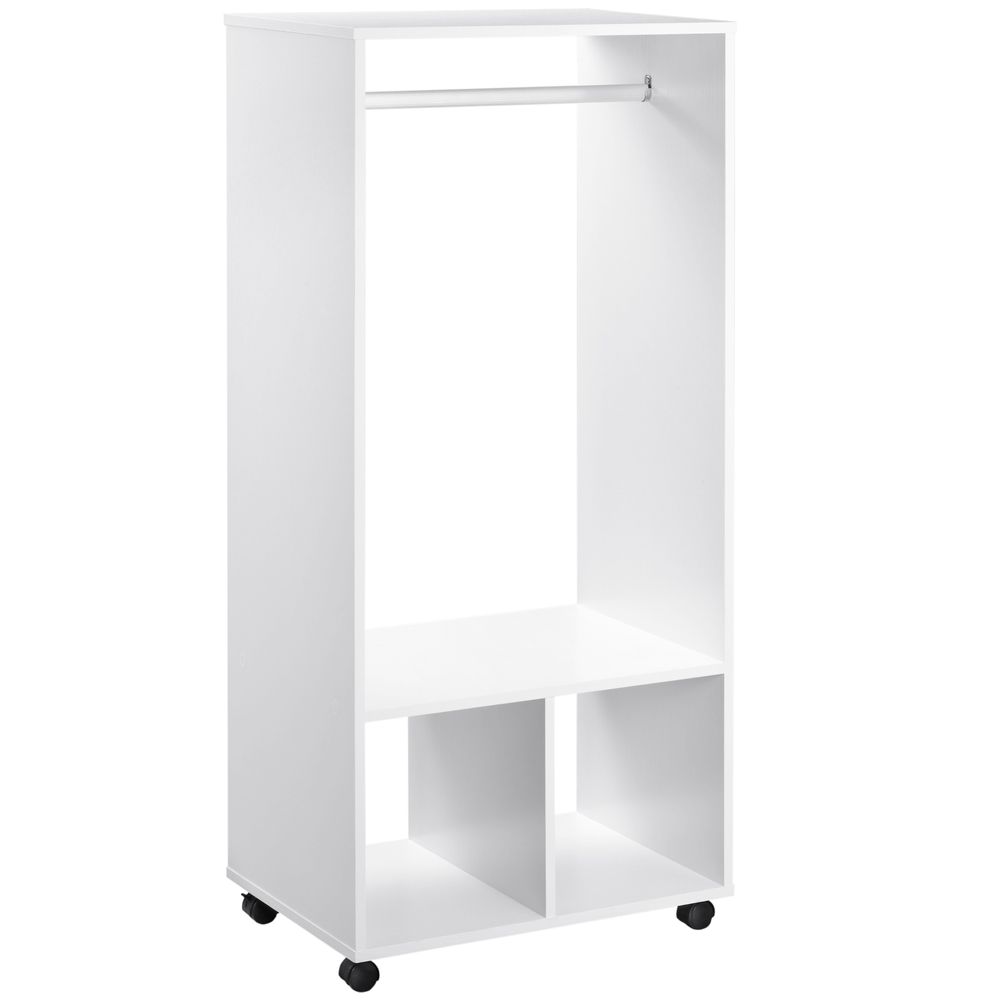 Solid White Open Wardrobe with Hanging Rail and Shelves