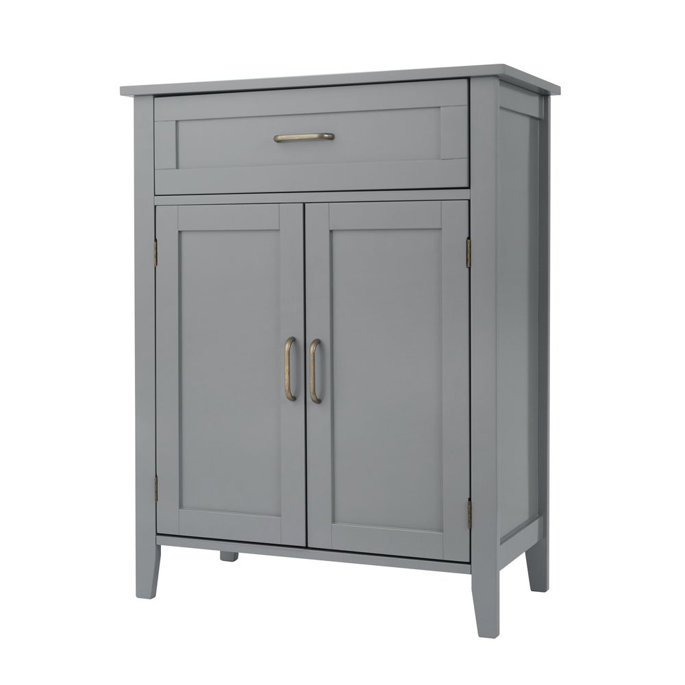 Mercer Grey Wooden Bathroom Floor Storage Cabinet with Drawer