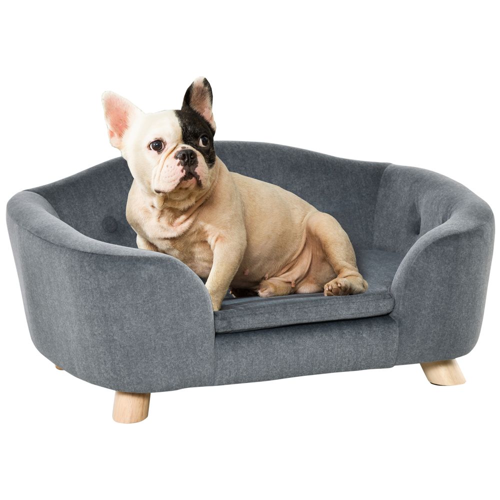 Pawhut Plush Grey Pet Couch for Small Dogs & Cats
