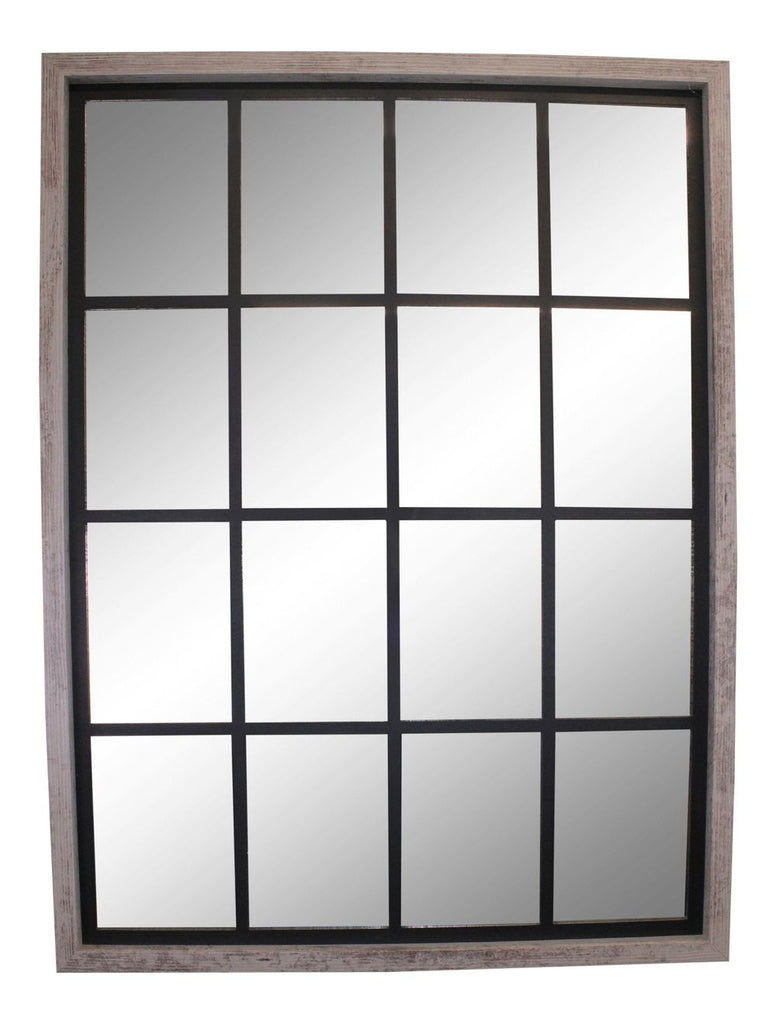Grey Window Style Mirror - 60cm x 80cm