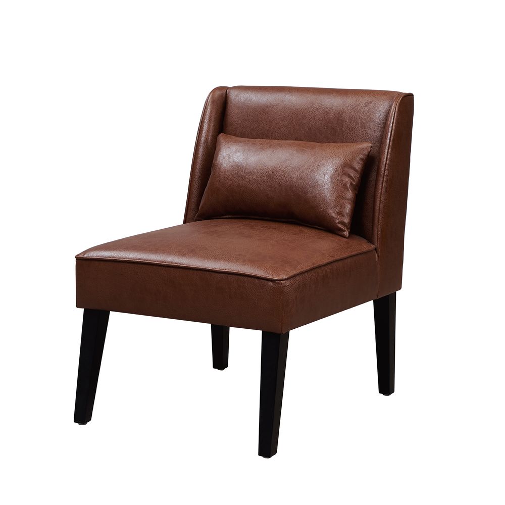Marc Brown Faux Leather Accent Chair with Cushion