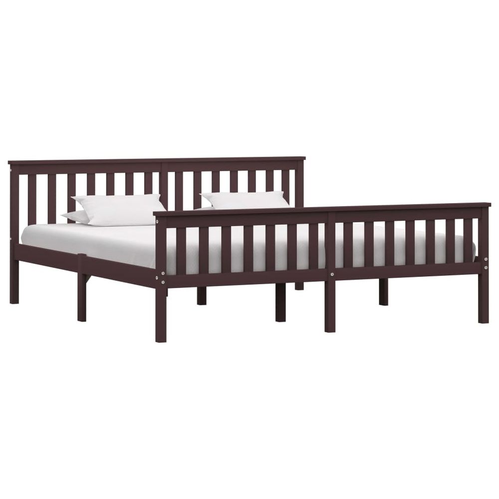 Dark Brown Solid Pine Super King-Size Bed Frame - 180cm x 200cm