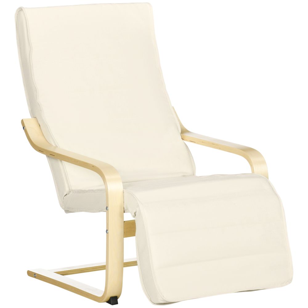 Modern Cream Lounge Chair Recliner with Adjustable Footrest