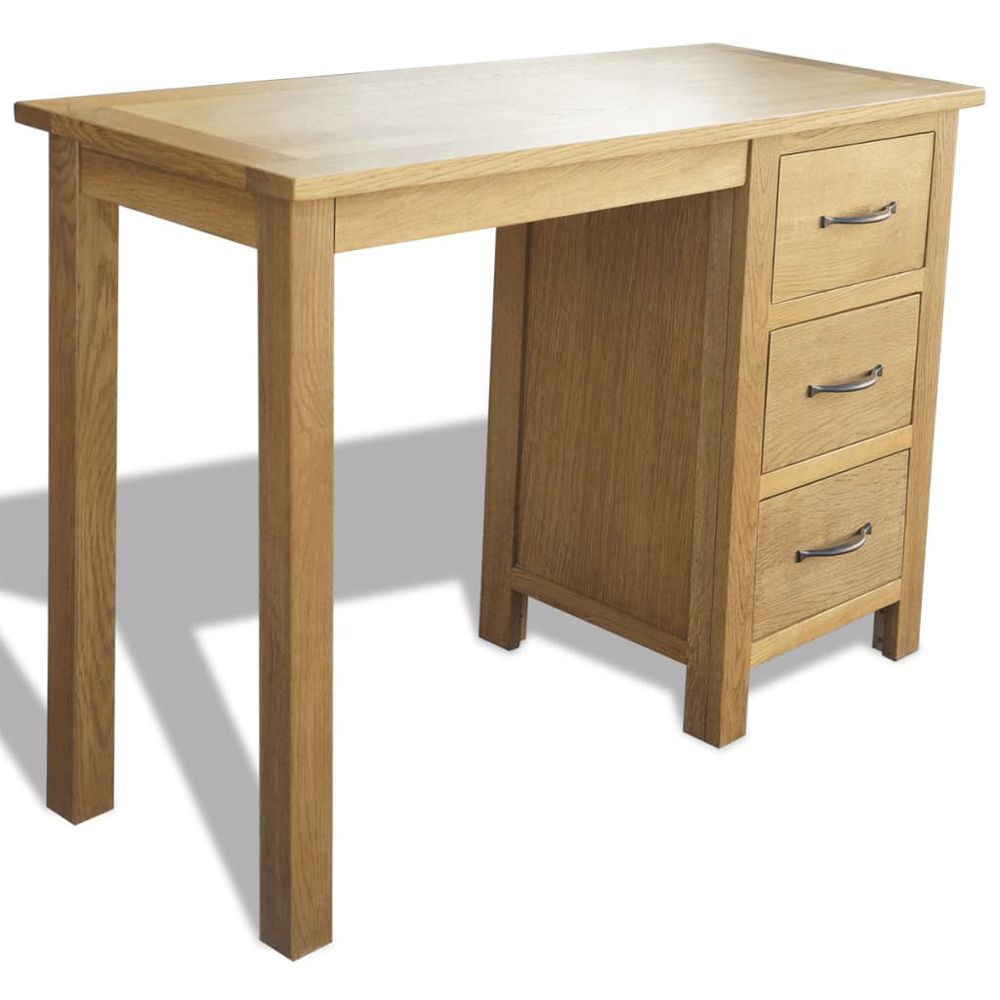 Solid Oak Desk with 3 Drawers - 106cm x 40cm x 75cm