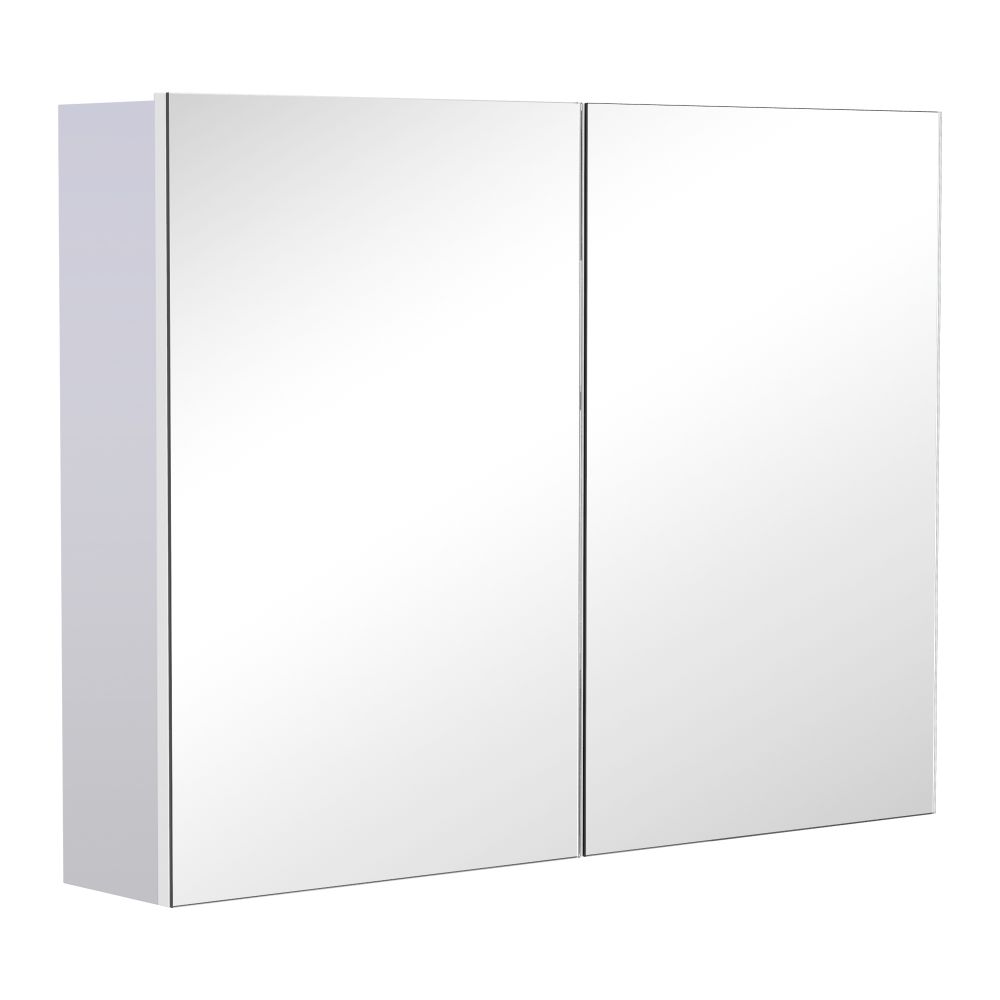 White Double Door Bathroom Mirror Cabinet